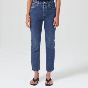 Agolde RILEY HIGH RISE STRAIGHT CROP (STRETCH): 25 in escape wash